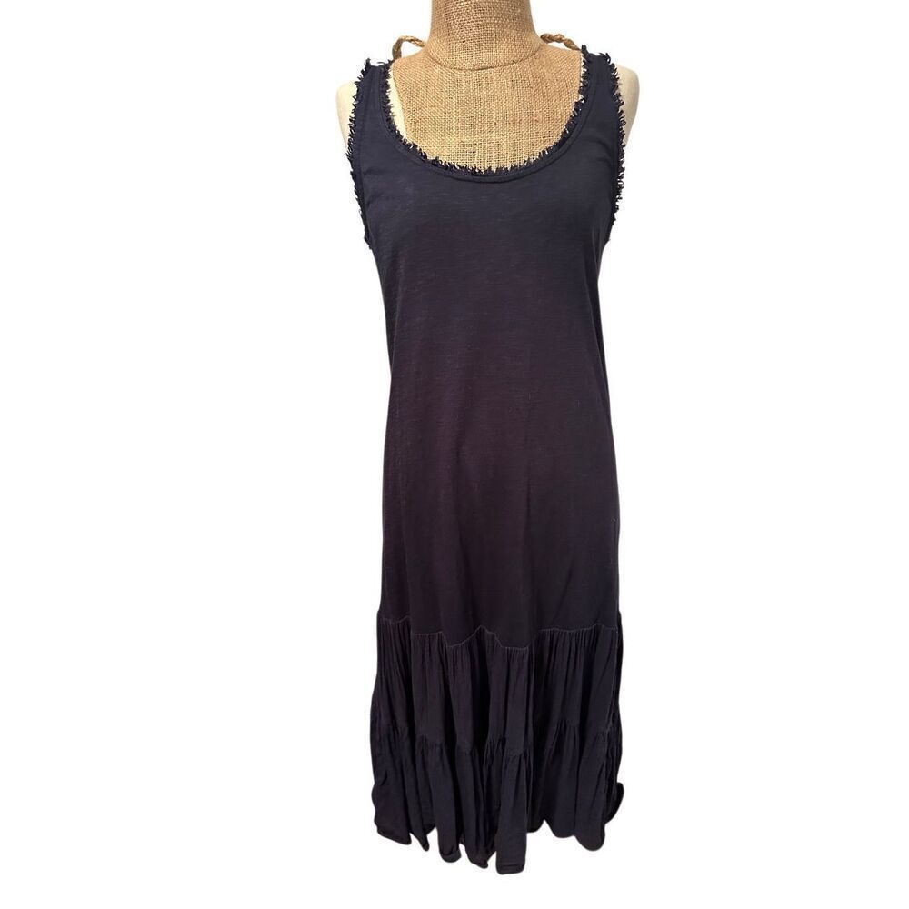Caslon midi sleeveless crinkle bottom dress sz XS blue
